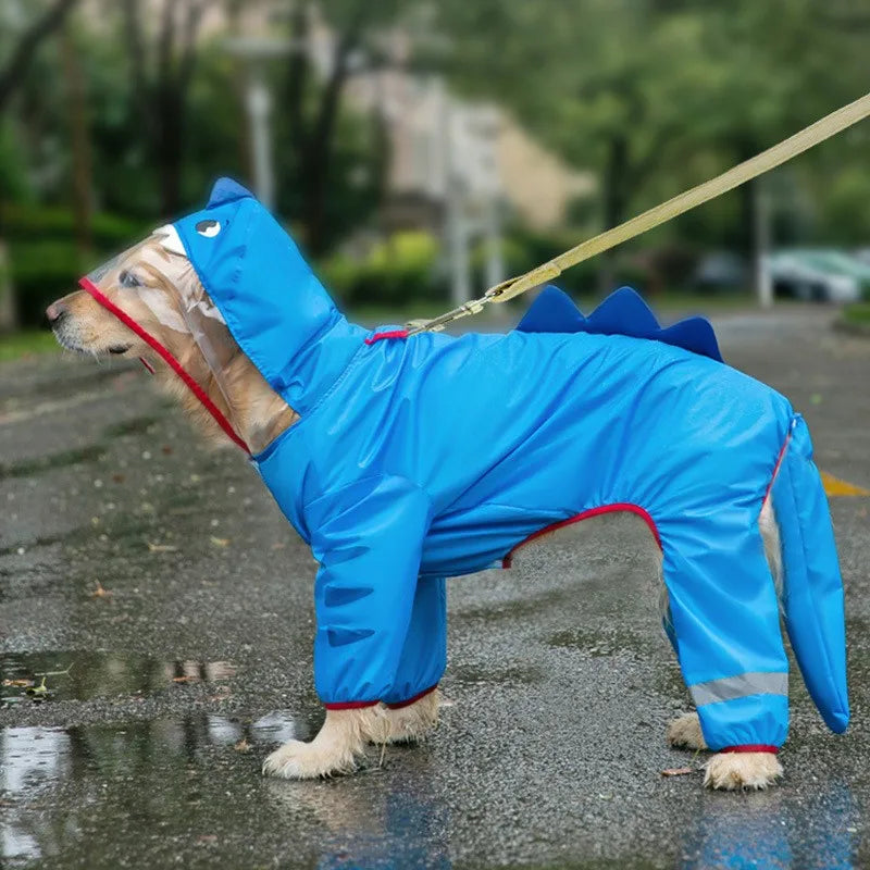 Large Dog Dinosaur Raincoat Four Legged Waterproof