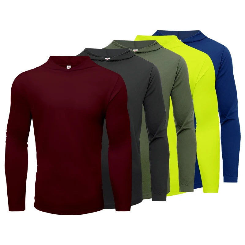 Men's Five Piece Sports T-Shirt, Long Sleeve Hooded