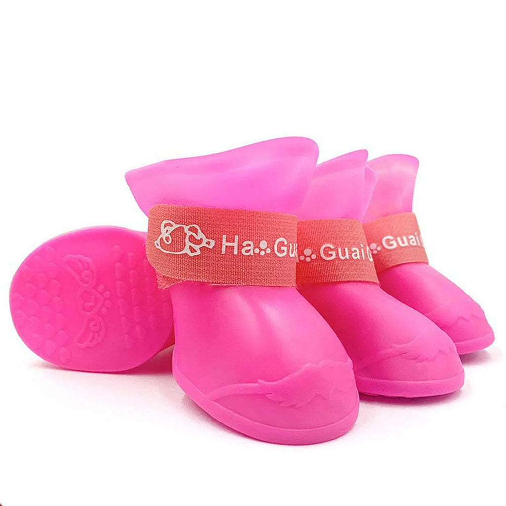 4Pcs Pet WaterProof Rain Shoe Anti-slip Rubber Boot