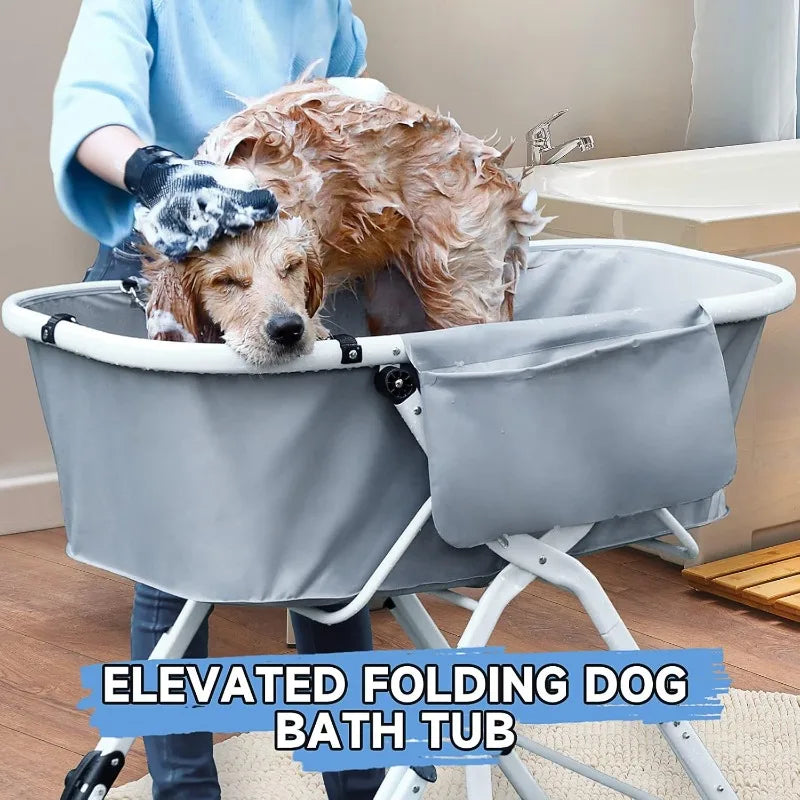 Elevated Dog Bath Tub/Station, Foldable, Adjustable