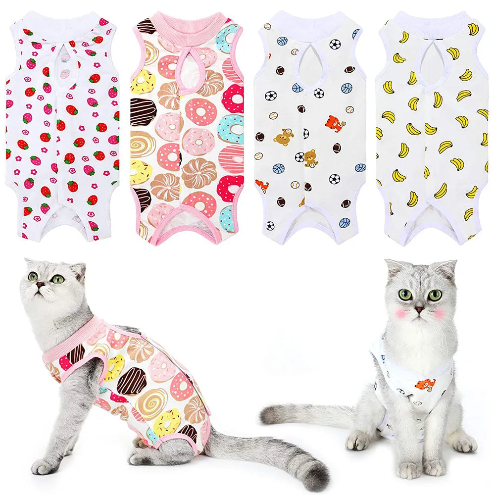 Cat/Kitten Recovery E-Collar Anti-Licking Pajamas Suit