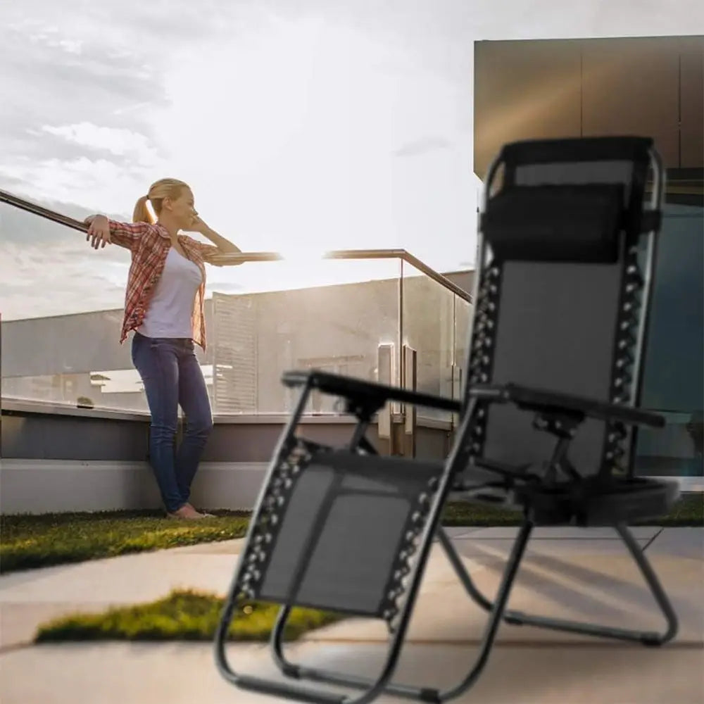 2-Piece Zero Gravity Reclining Lawn Chairs Set