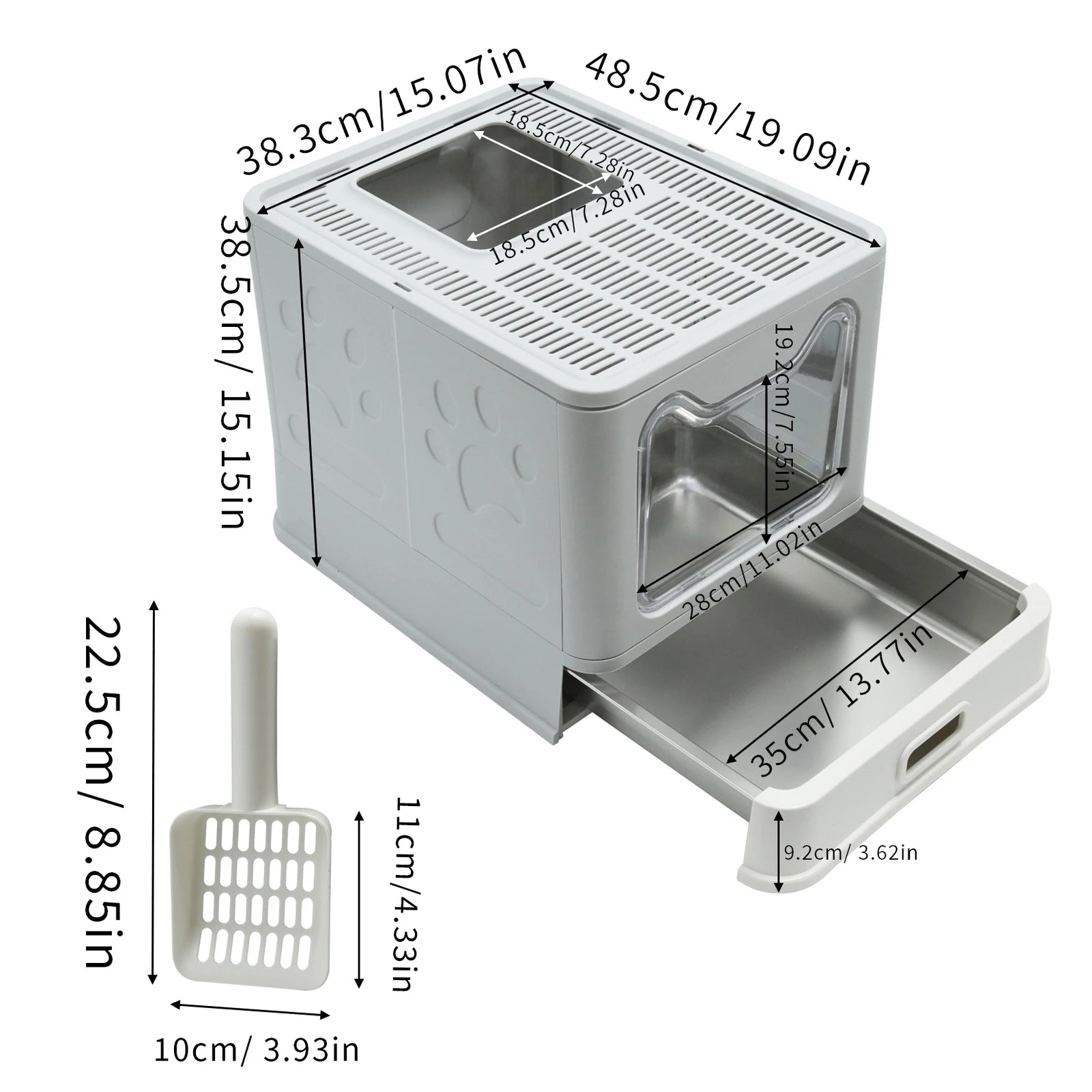 Stainless Steel Enclosed Cat Litter Box