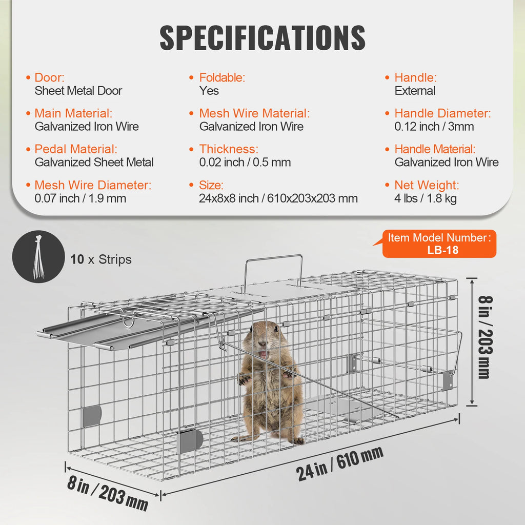 Live Animal Cage Trap Humane Cat Rodent Control