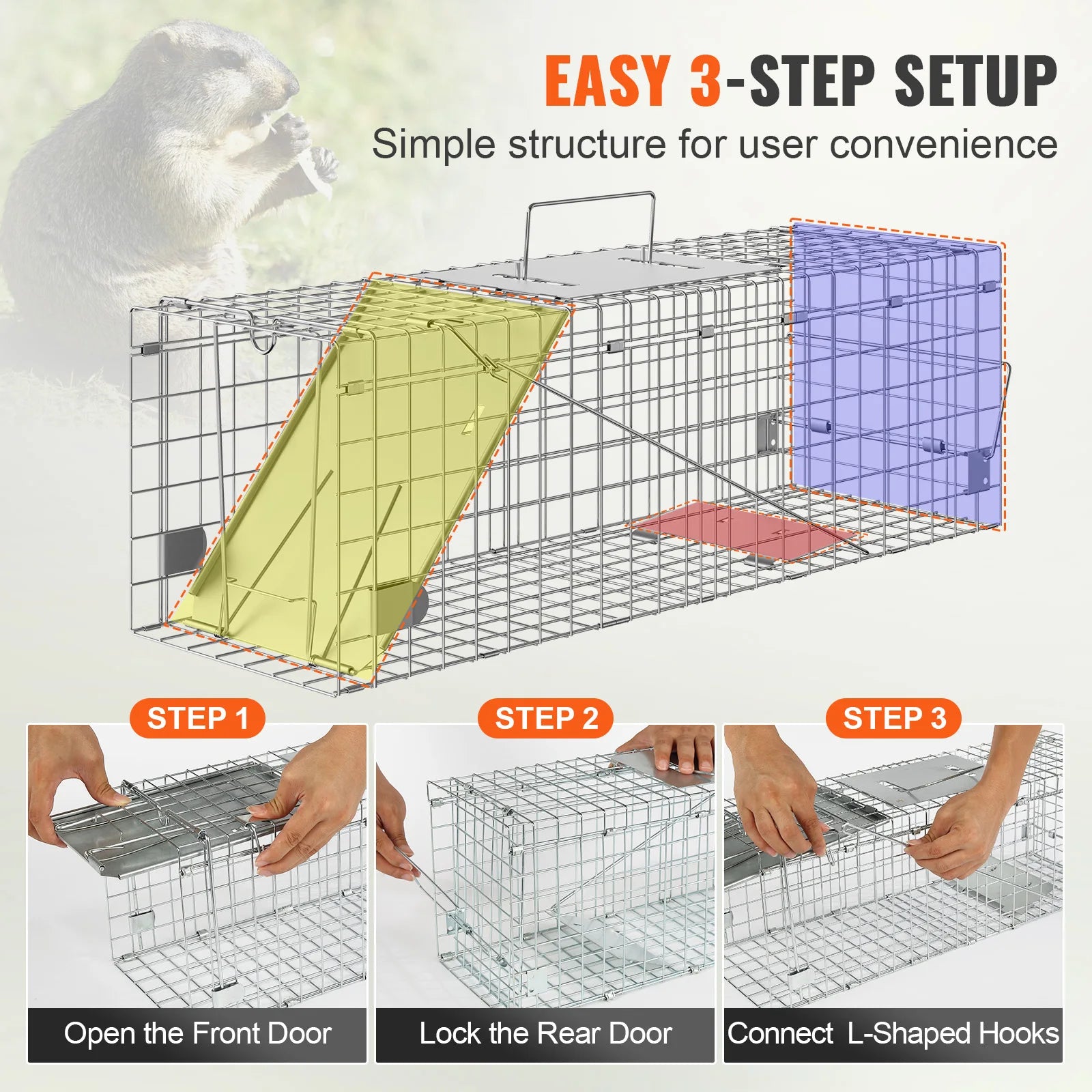 Live Animal Cage Trap Humane Cat Rodent Control