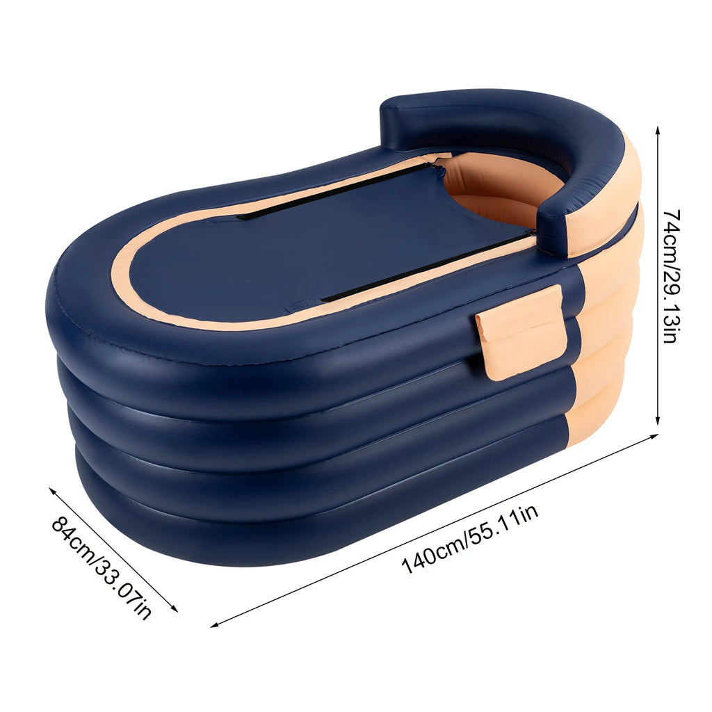 Inflatable Pool, Wireless Rechargeable Pump, Ergonomic Backrest