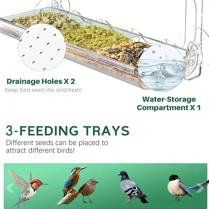 Indestructible Large Window Bird Feeder