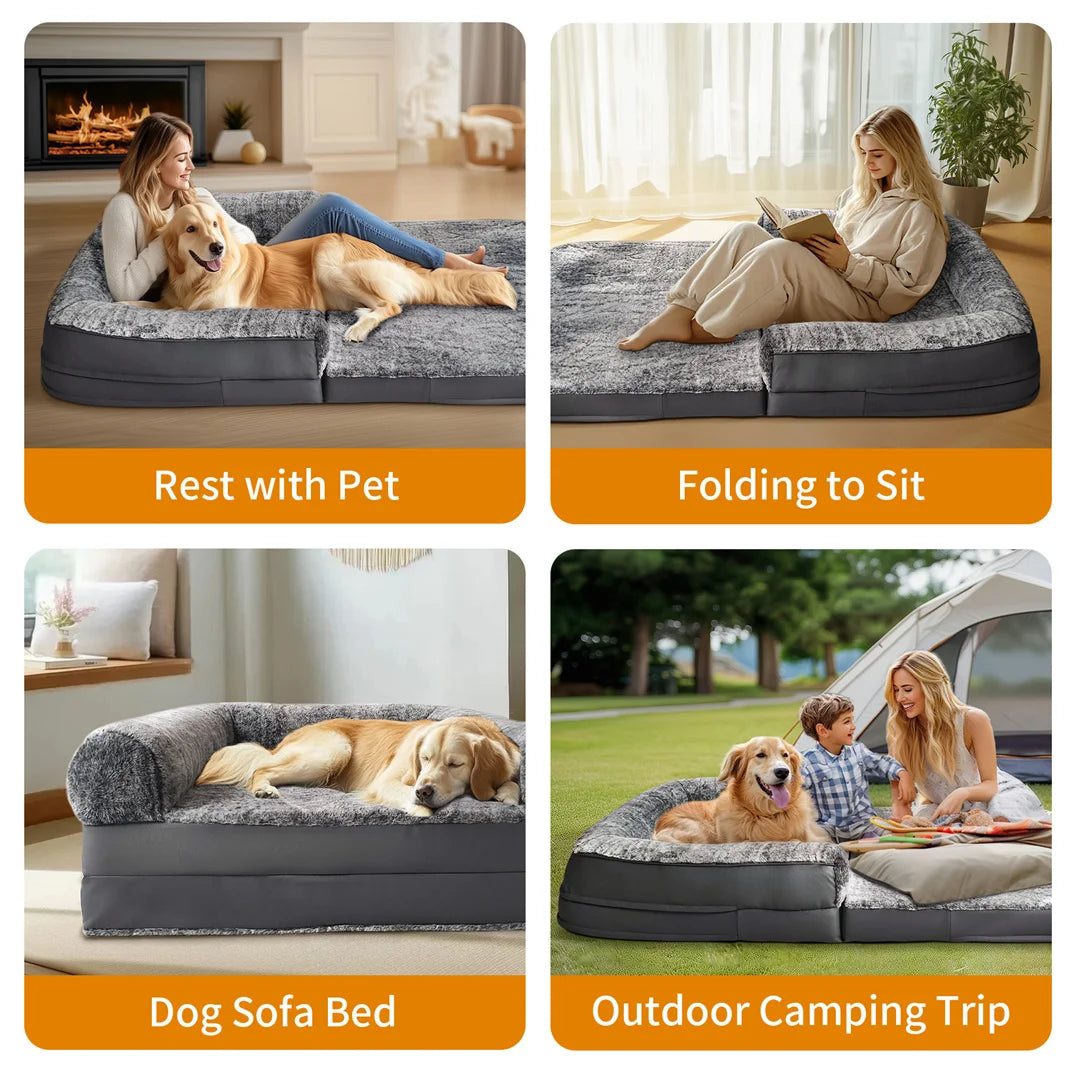 Human-Size Calming Dog Bed Foldable Orthopedic