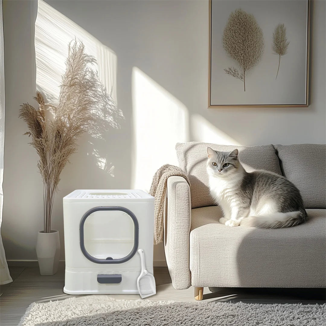 Cat Litter Tray Box: Foldable Top Entry Drawer Design