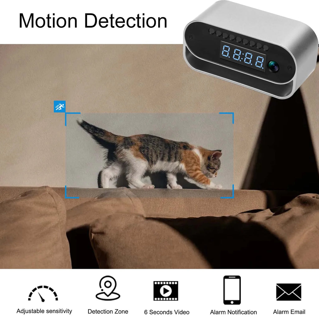 Camera Clock  Surveillance Night Vision Motion Detection