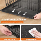Double Door Folding Metal Wire Dog Crate with Plastic Leak-Proof Pan