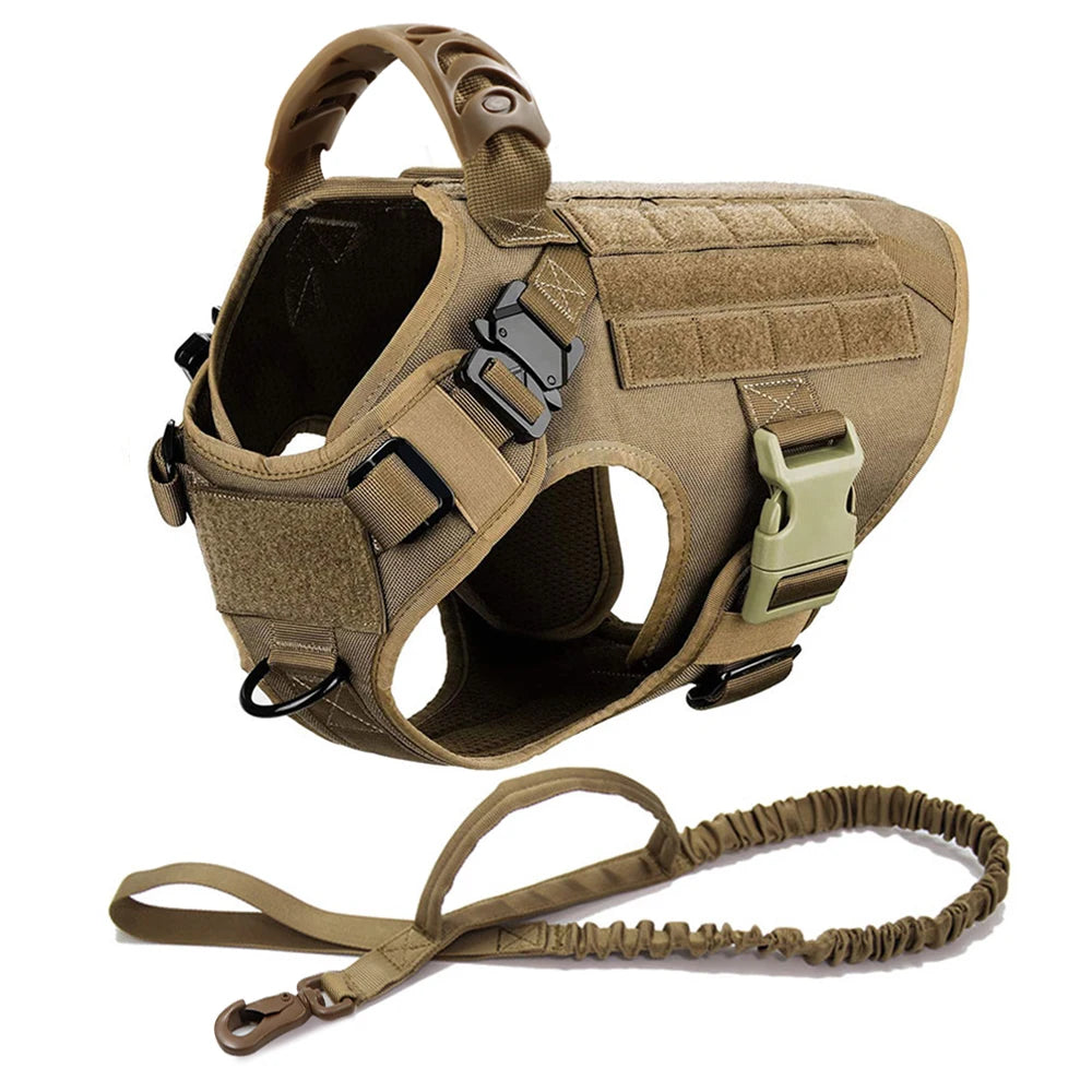 Tactical Dog Harness Leash Set for Large Dogs Military for Training Walking Hunting Pet Vest Handle