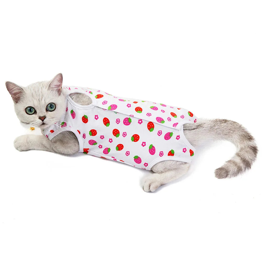 Cat/Kitten Recovery E-Collar Anti-Licking Pajamas Suit