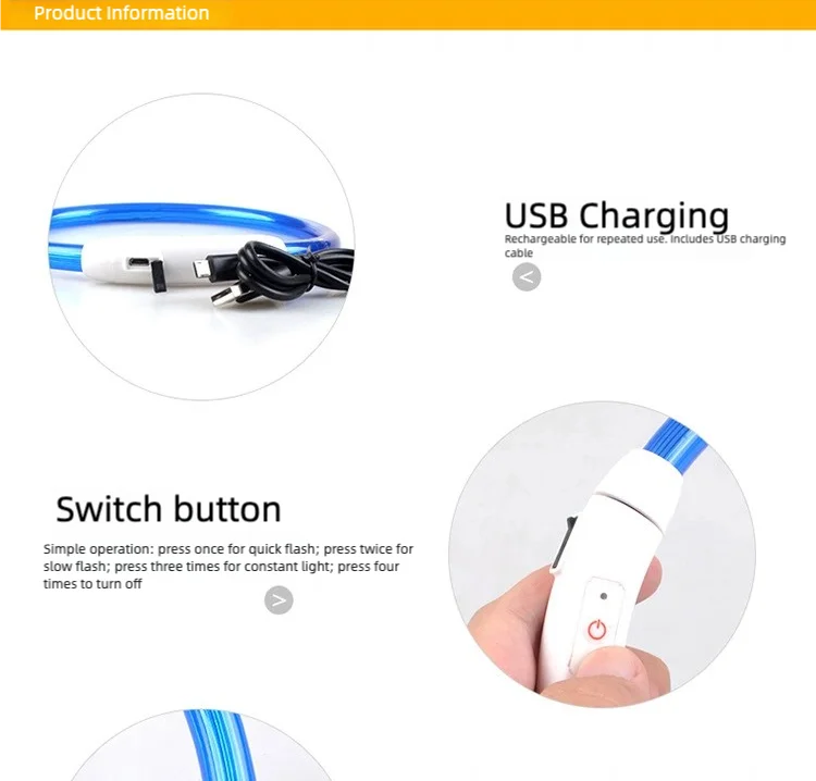 LED Glowing Dog Collar USB Rechargeable