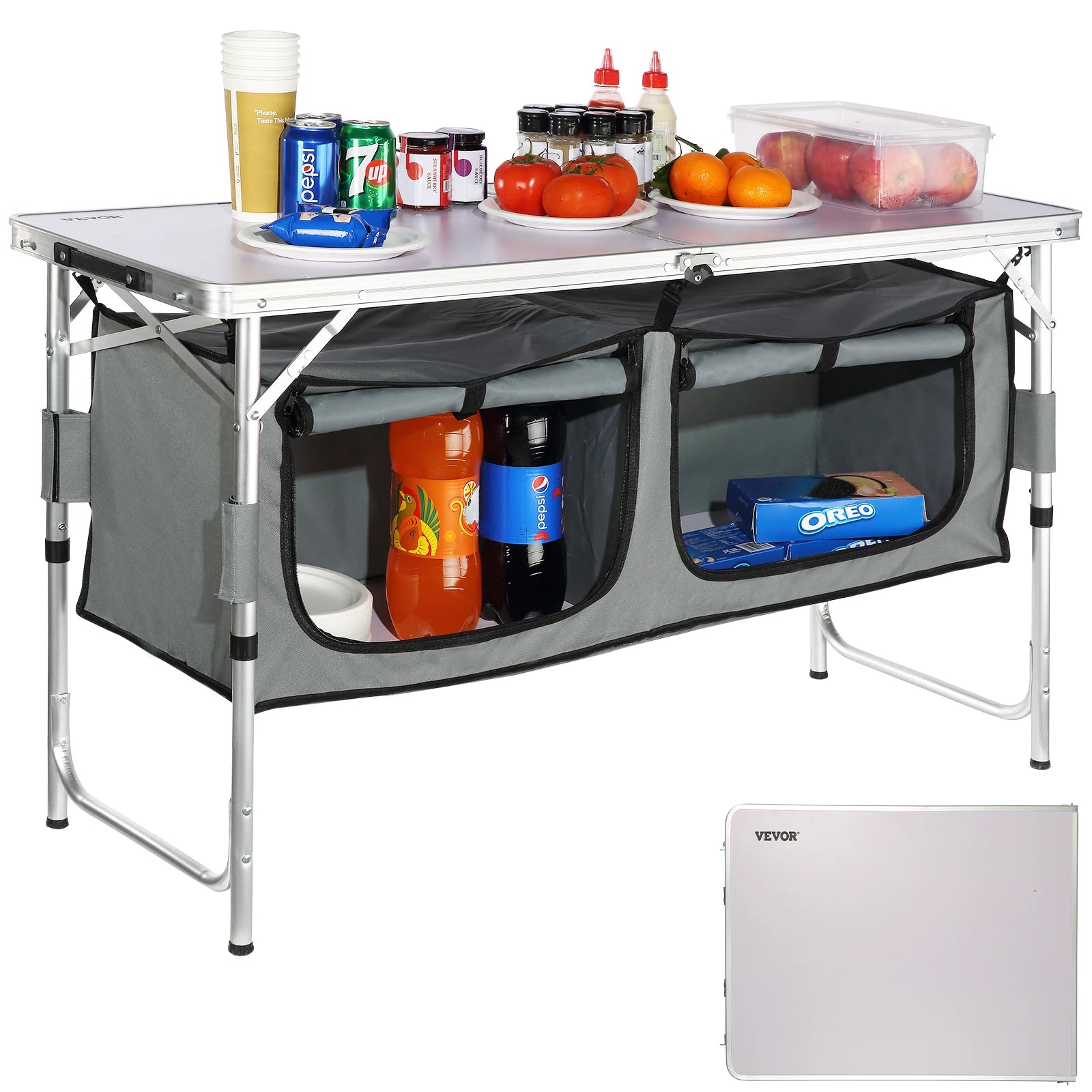 Folding Picnic Table Kitchen Camping Cupboards Aluminum Suitcase