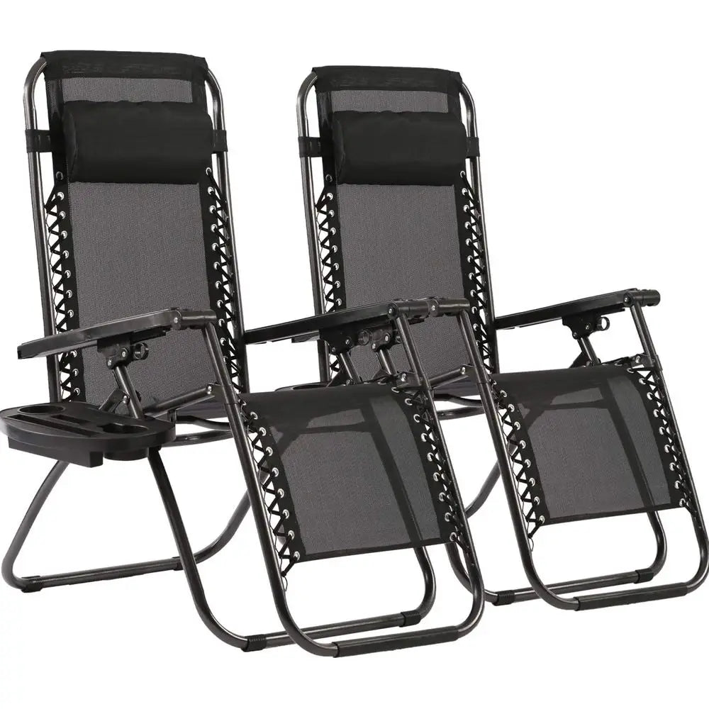 2-Piece Zero Gravity Reclining Lawn Chairs Set
