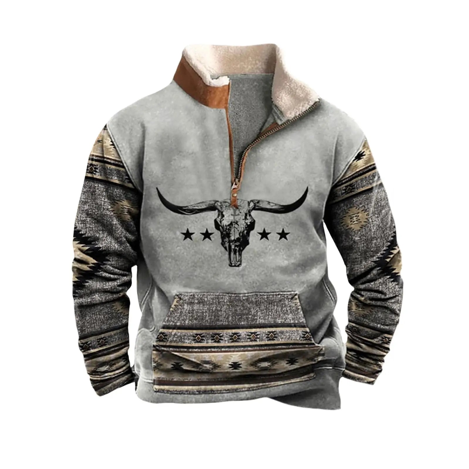 Mens Western Aztec Fleece Pullover