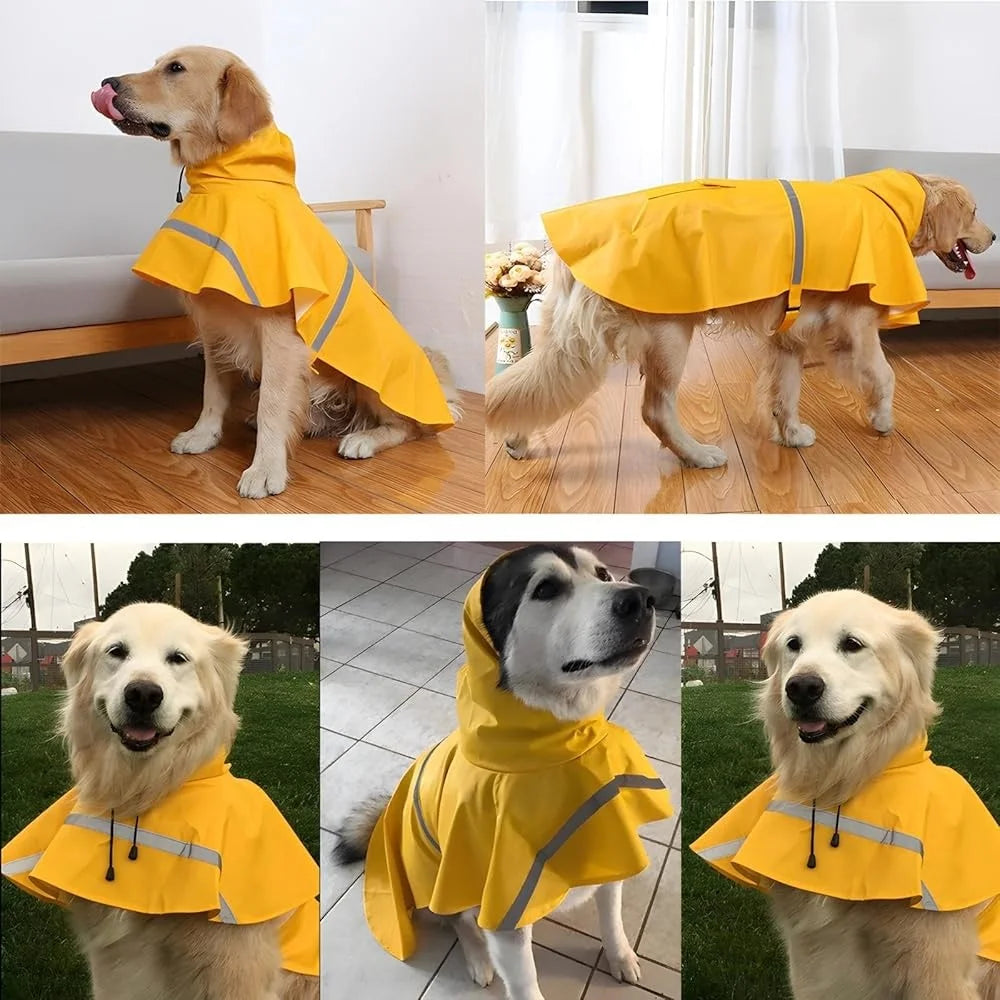 Large Dog Raincoat Waterproof Adjustable Lightweight Hoodie