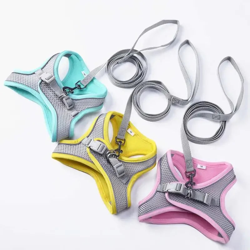 Adjustable Soft Mesh Pet Harness with Leash
