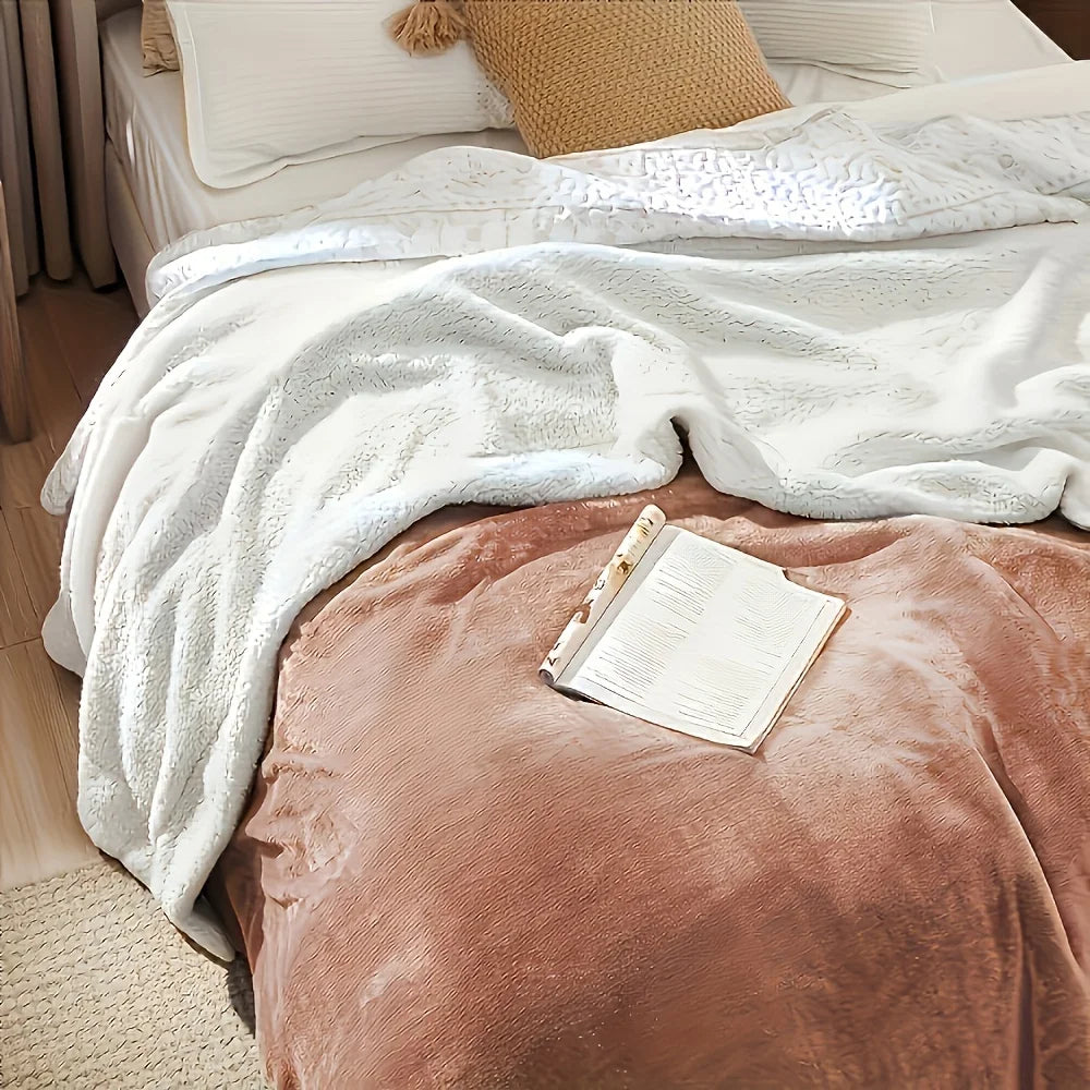 Sherpa Fleece Blanket Super Soft  Microfiber Reversible