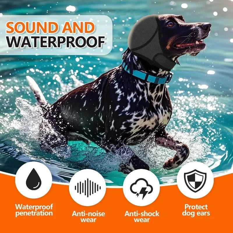 Waterproof Noise Cancelling Dog Ear Muffs 

for Swimming & Grooming - Calming Hood To Relieve Pet Anxiety & Prevent Shock
