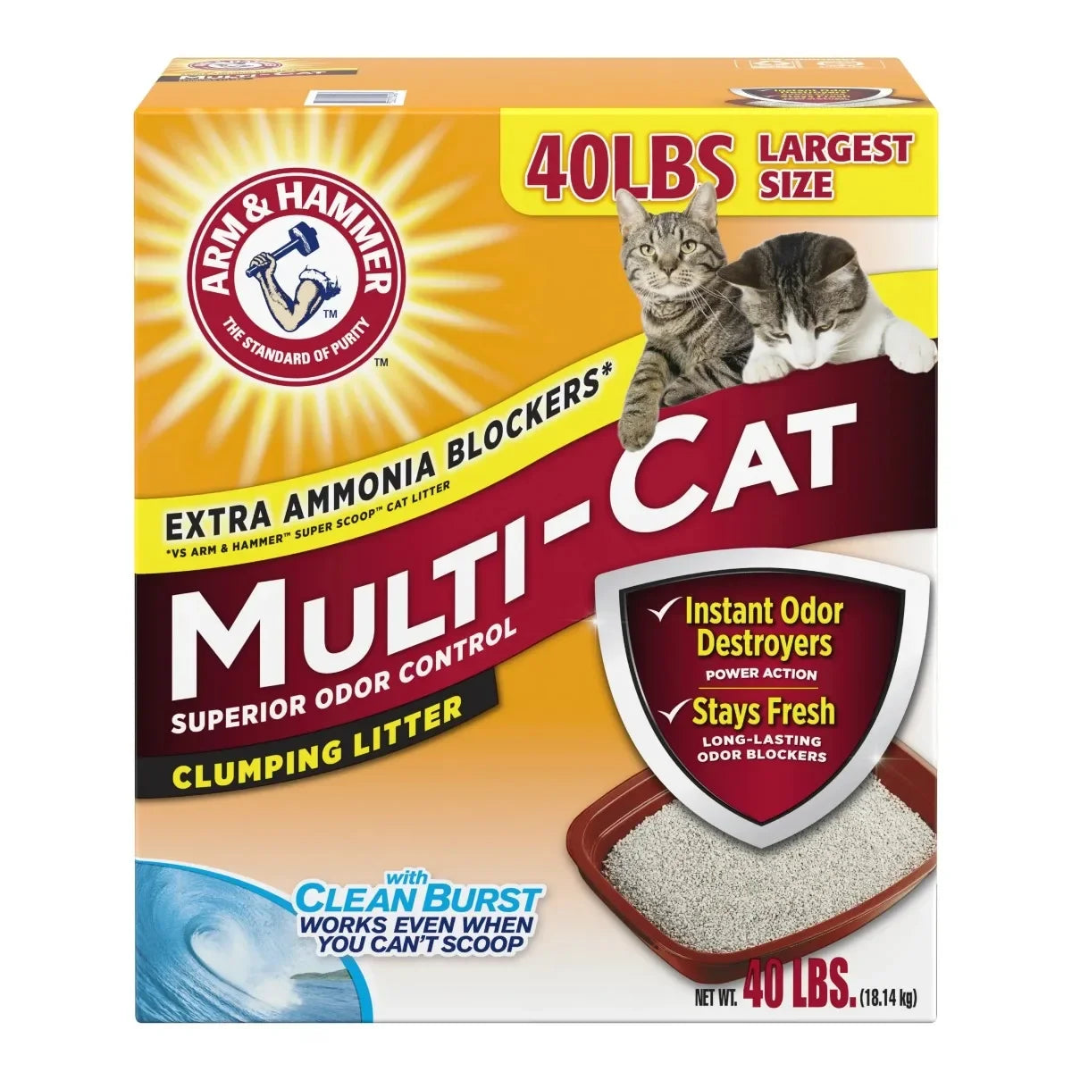 (2 pack) Odor Control Cat Litter, Multi-Cat Clumping