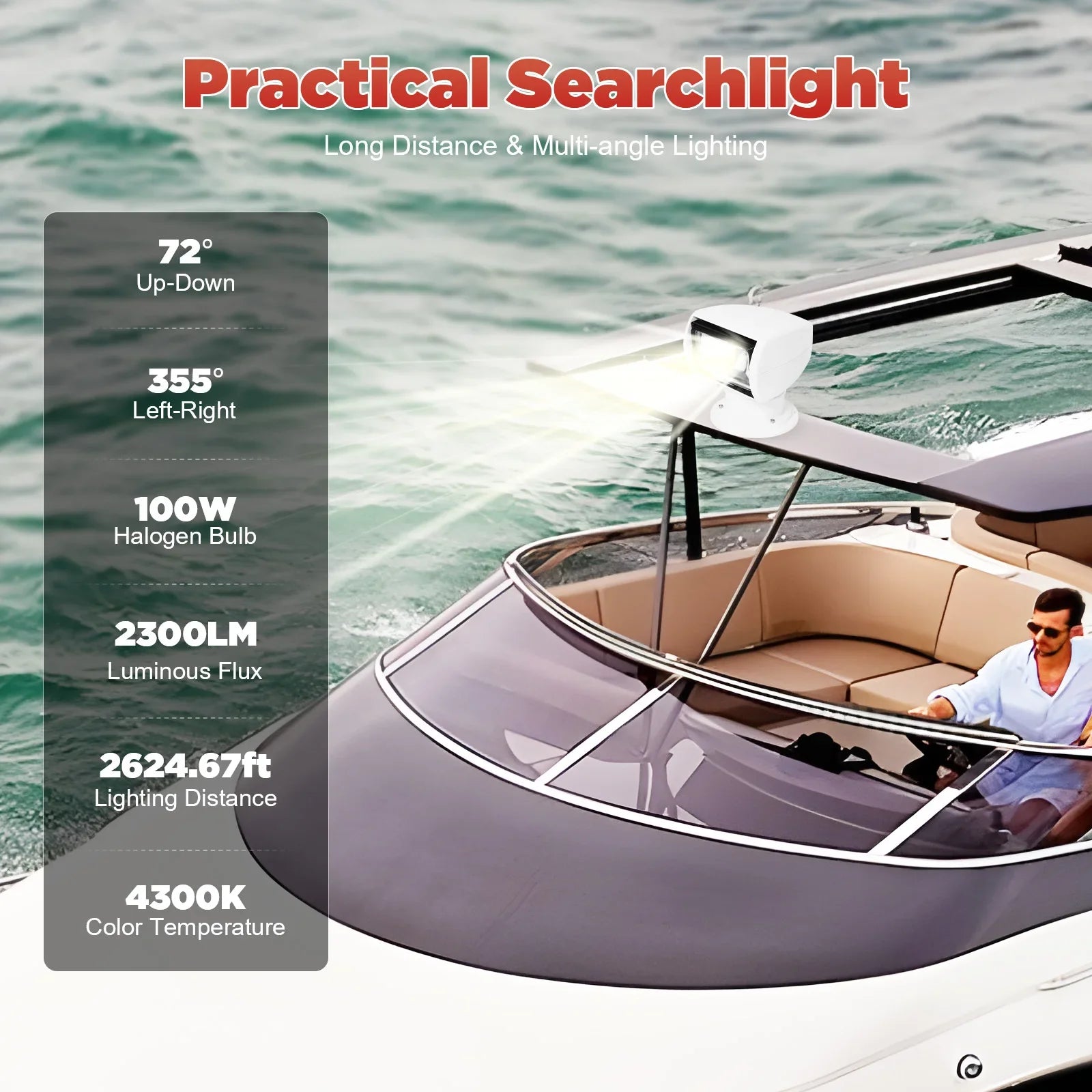 Search Light, Boat, Remote Control, 12VDC