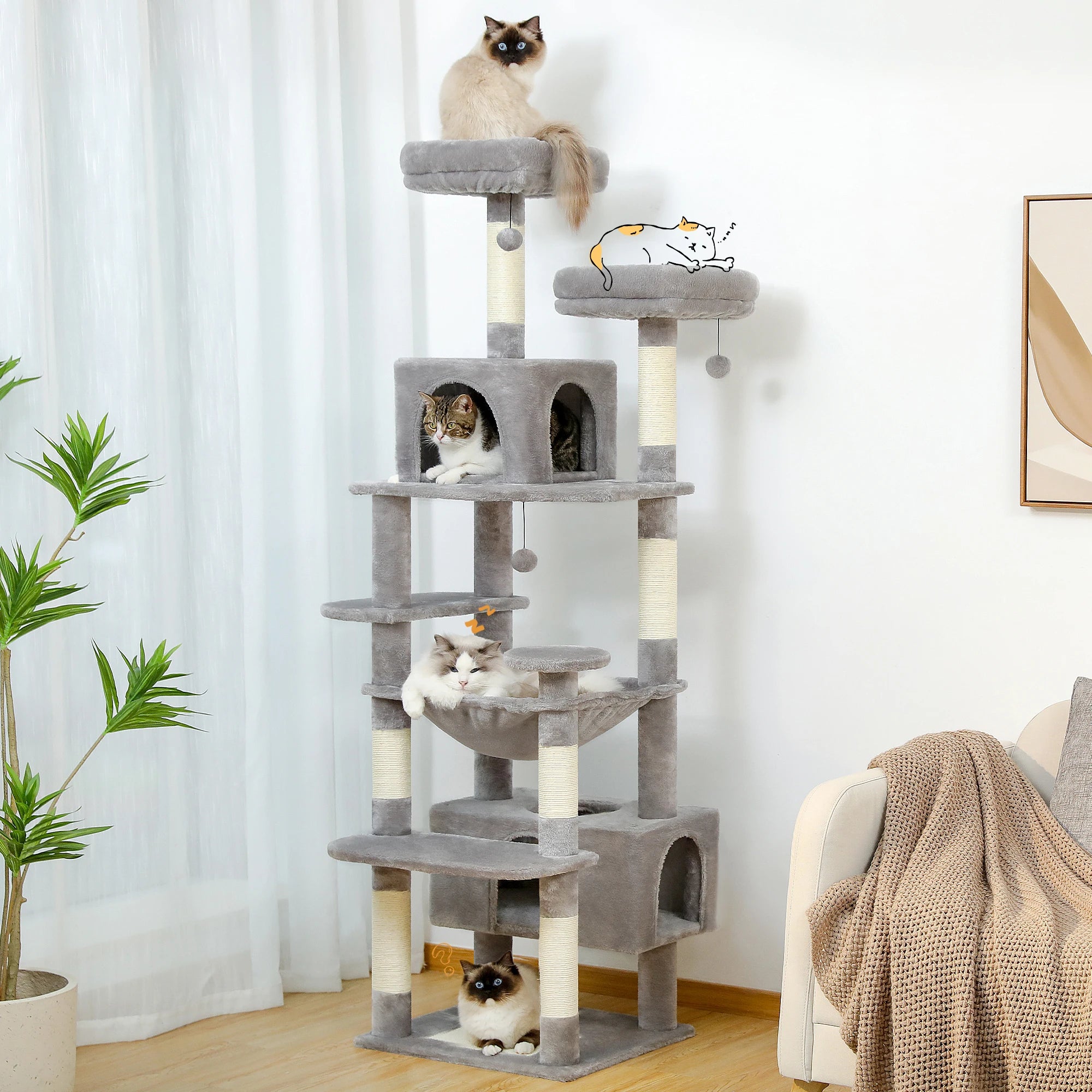 Large Cat Tree And Tower With Scratching Posts