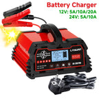 Auto DC12V 24V Battery Charger Smart LCD Display