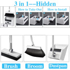 3in 1 Broom and Dustpan Set Floor Brush Long-handled