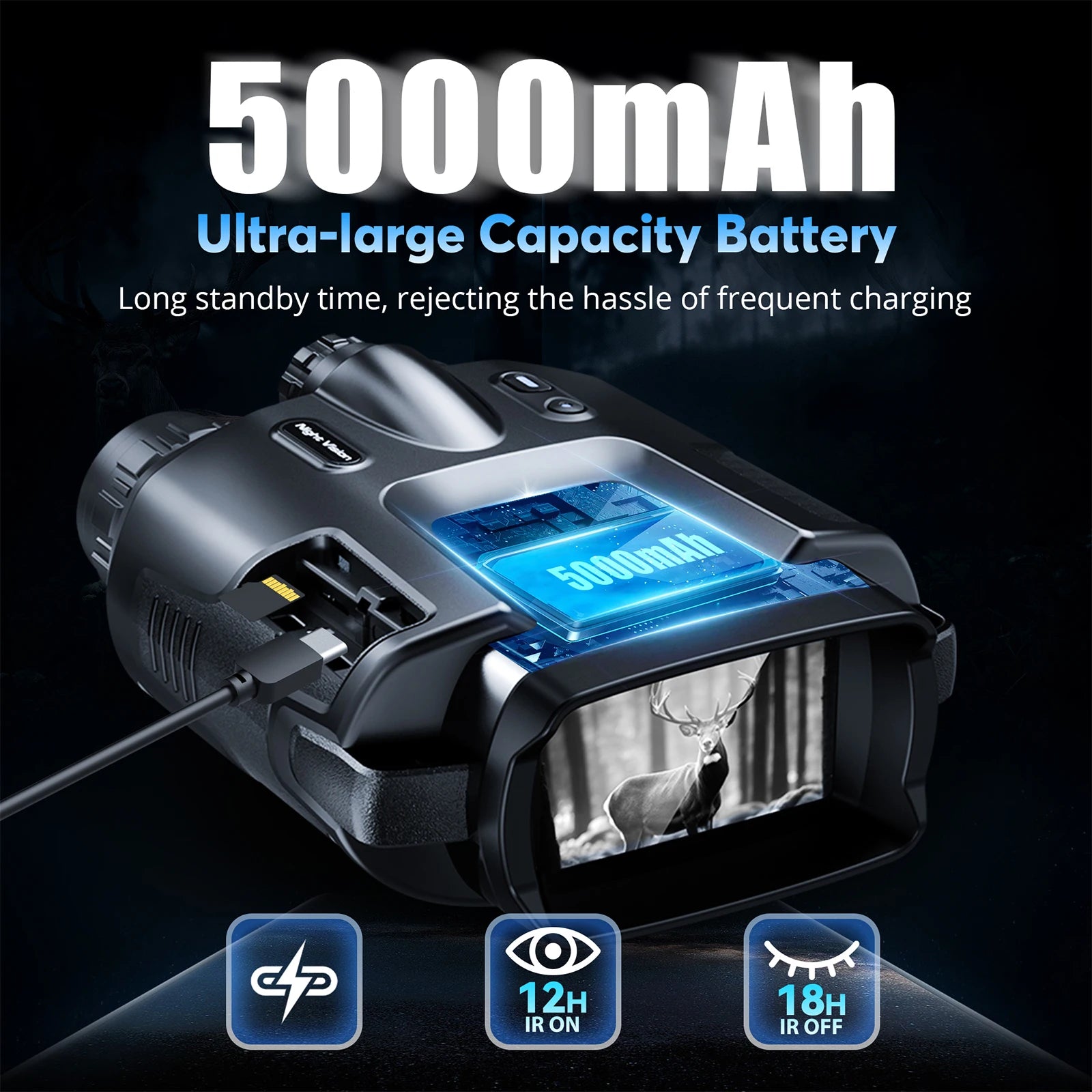 Rechargeable Binoculars Digital Zoom Infrared Tactical Telescope