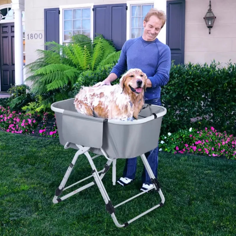 Elevated Dog Bath Tub/Station, Foldable, Adjustable