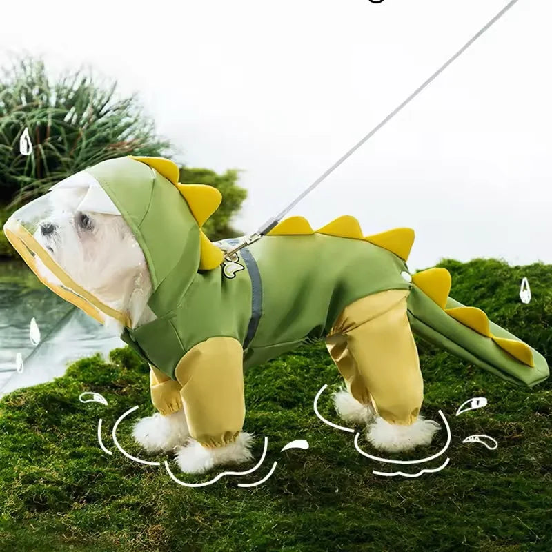 Large Dog Dinosaur Raincoat Four Legged Waterproof