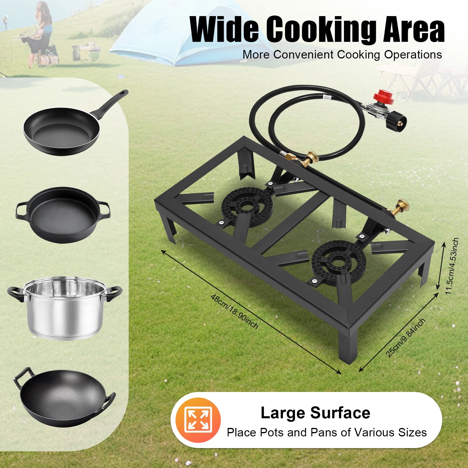 2 Burners Portable Gas Stove Propane Cooker