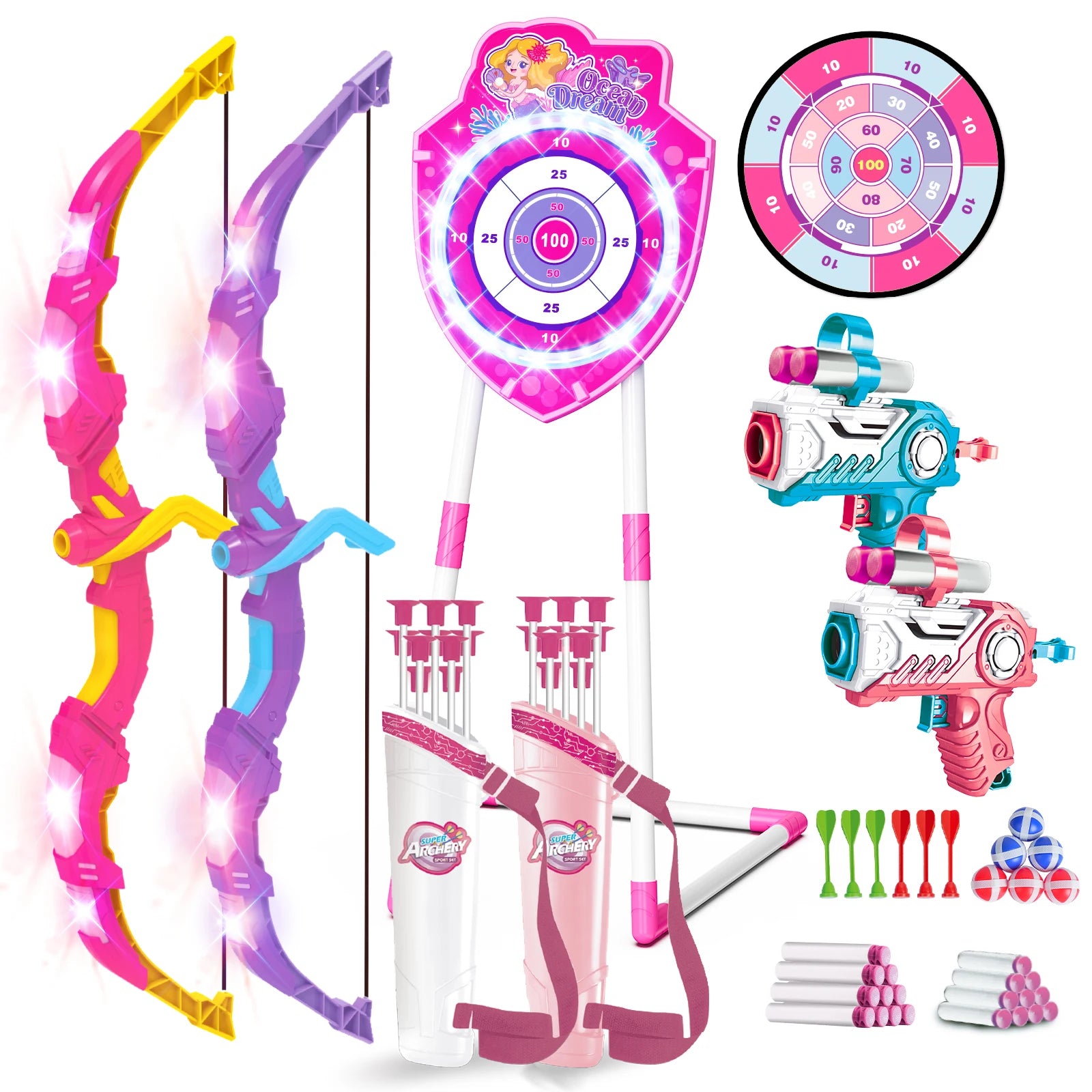 Night-Light Bow Arrow Guns Toy For Girls