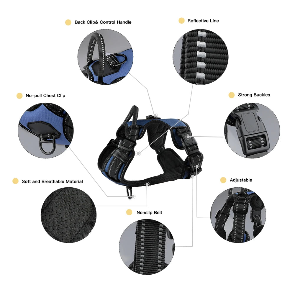Dog Harness Adjustable Reflective Vest Easy Control