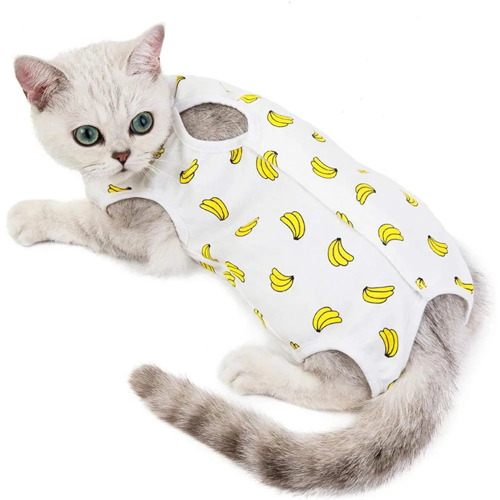 Cat/Kitten Recovery E-Collar Anti-Licking Pajamas Suit