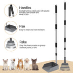 Pet Waste Removal Scoop Tray and Rake Set,