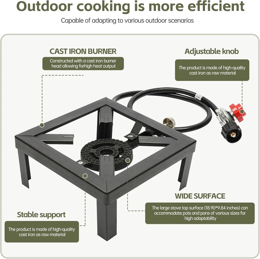 100,000 BTU Propane Burner - Cast-Iron Stove, Portable