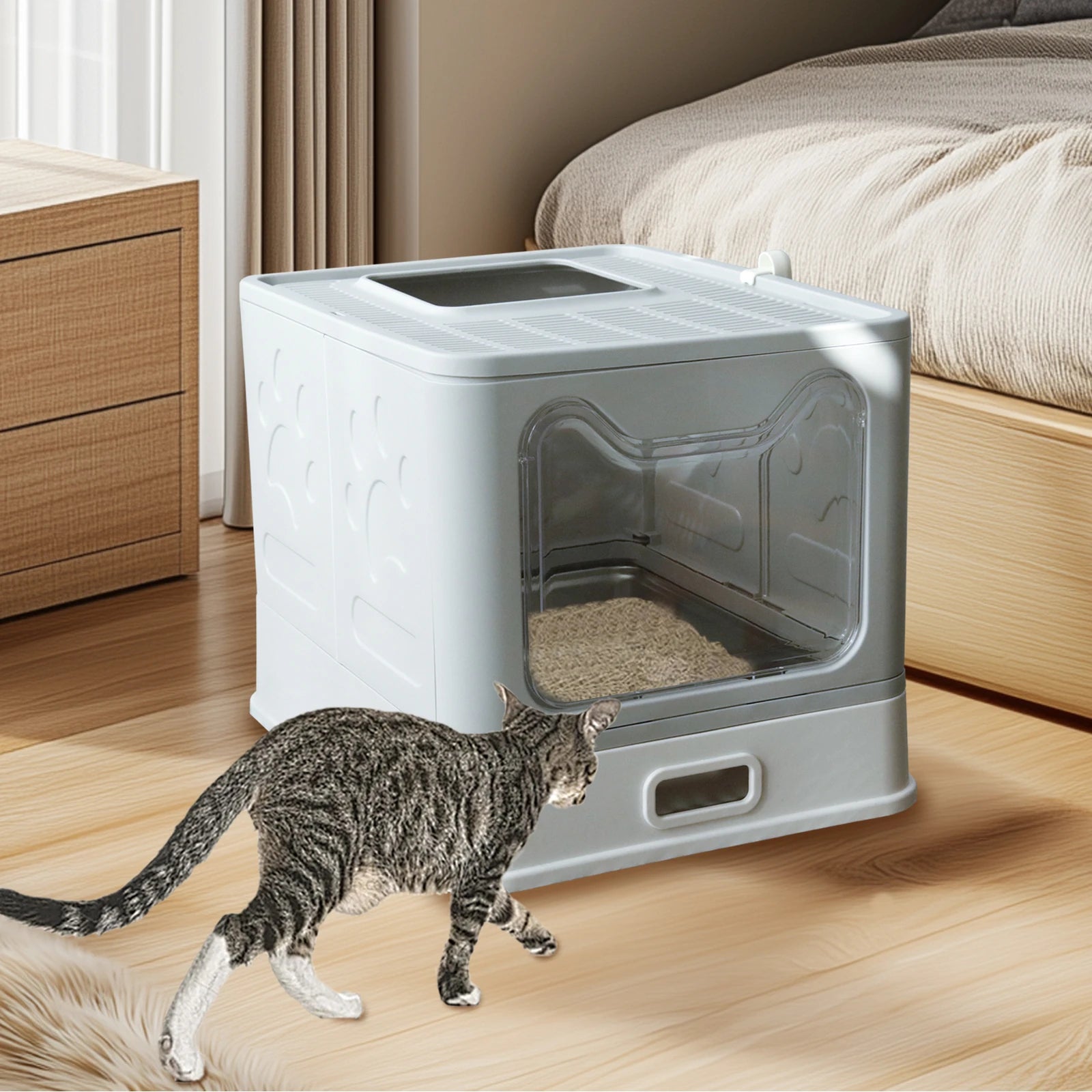 Stainless Steel Enclosed Cat Litter Box