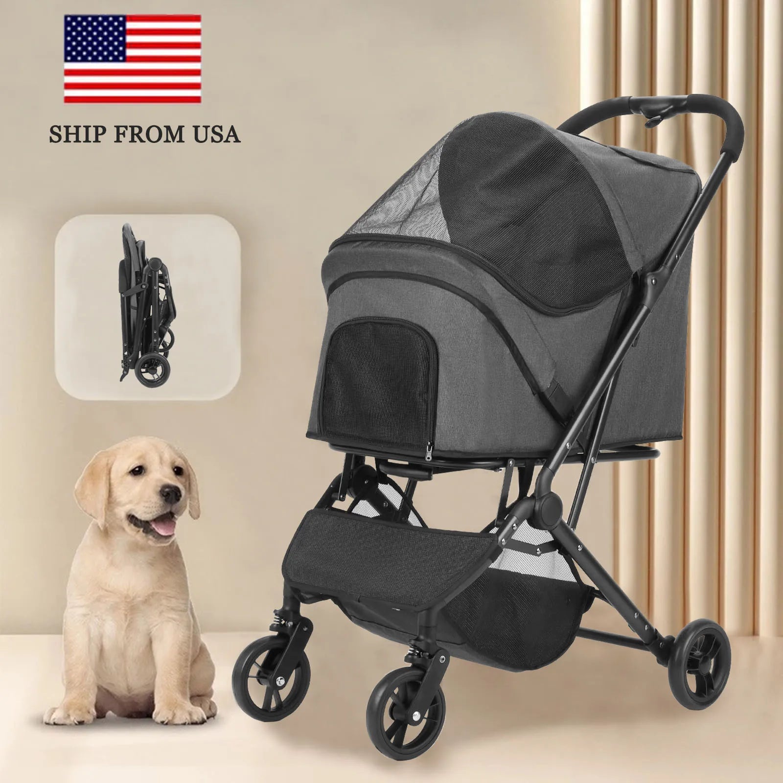 Pet Trolley Jogging Stroller Small Medium Dogs Cat