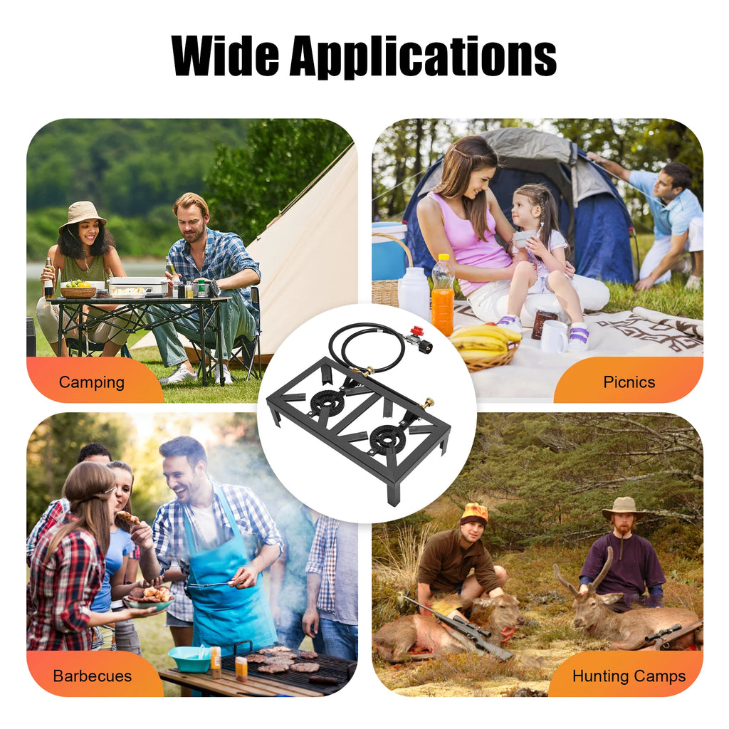 2 Burners Portable Gas Stove Propane Cooker