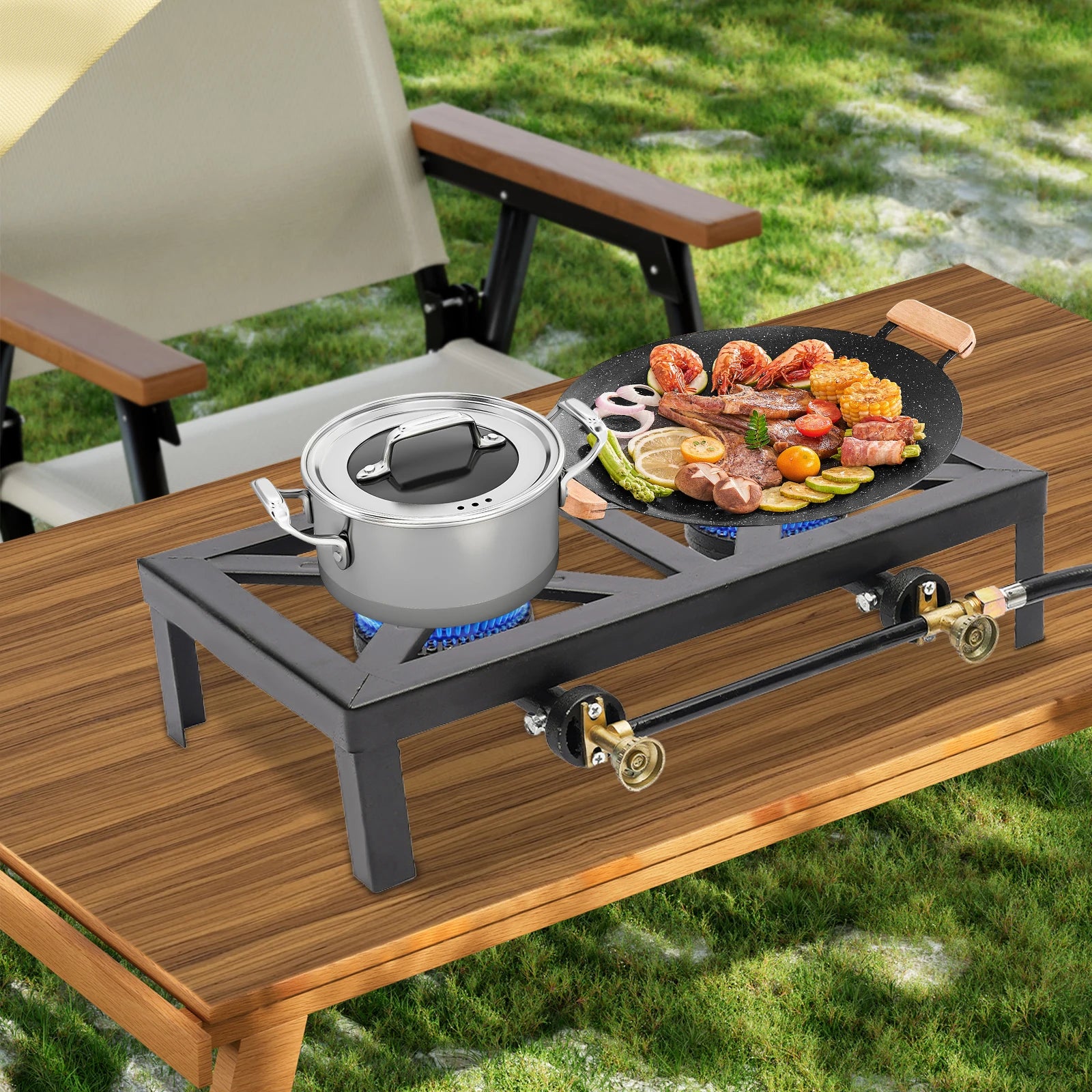 2 Burners Portable Gas Stove Propane Cooker