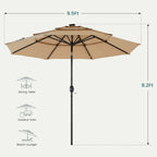 10FT, 3-Tier Patio Umbrella, 32 LED Solar Lights