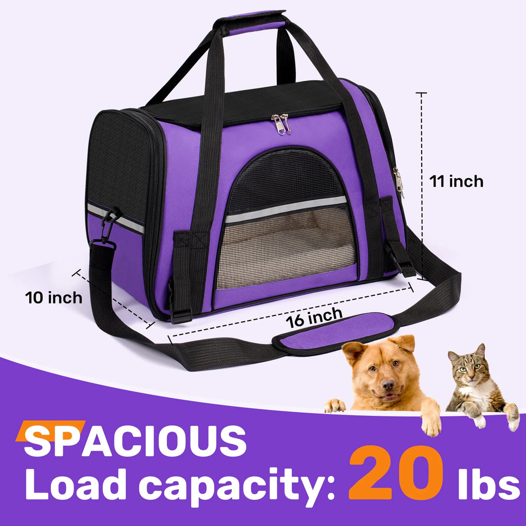 Portable Dog Carrier for Small, Medium Cats Up To 15Lbs.