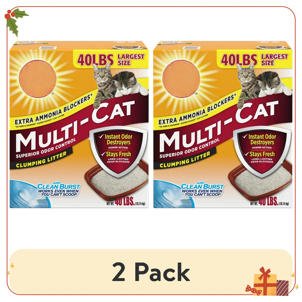 (2 pack) Odor Control Cat Litter, Multi-Cat Clumping