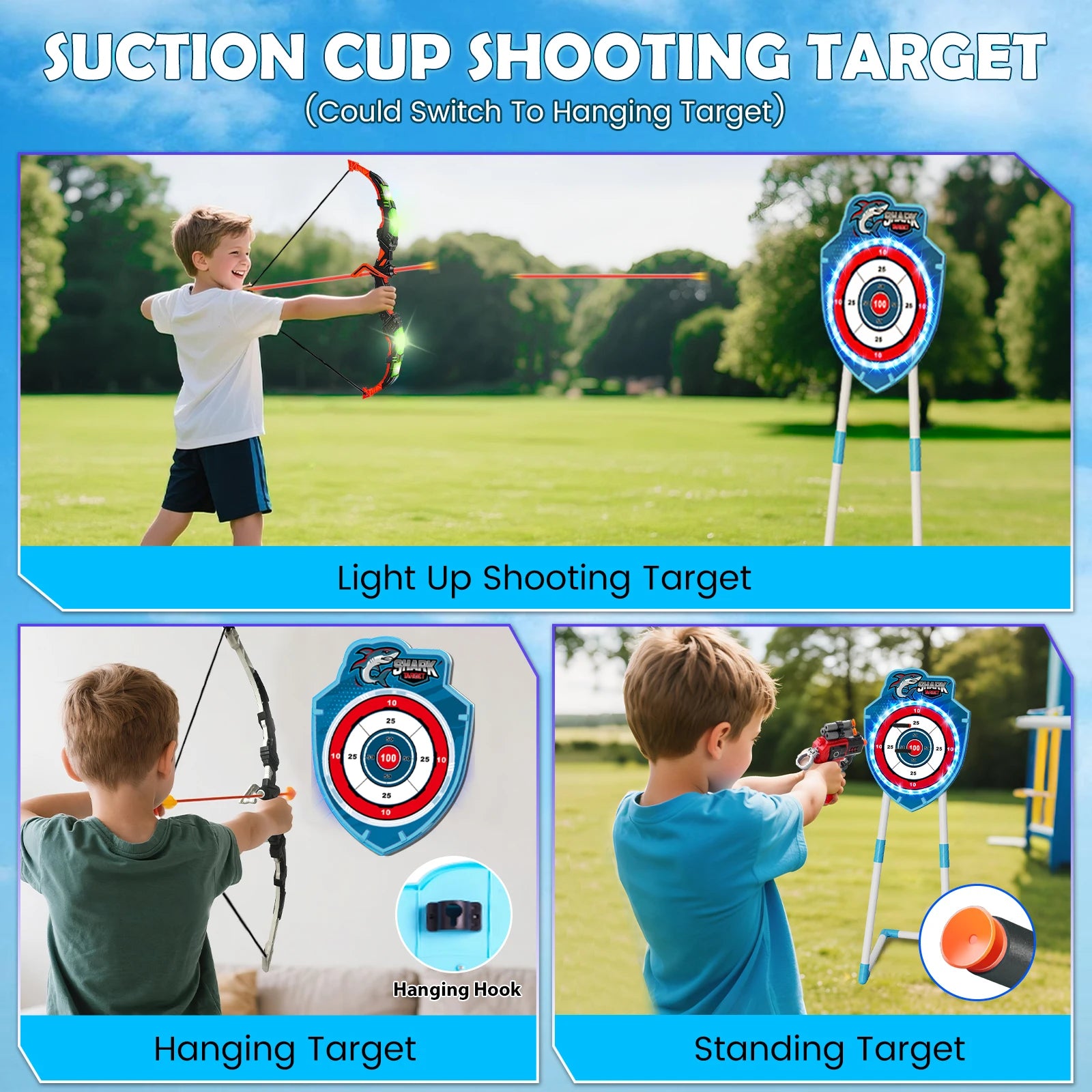 Night-Light Bow Arrow Guns Toy For Kids