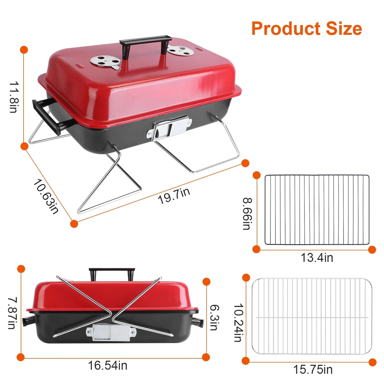 Portable Charcoal BBQ Grill         Folding Tabletop Smoker.   for Outdoor Camping Picnic Backyard Cooking
