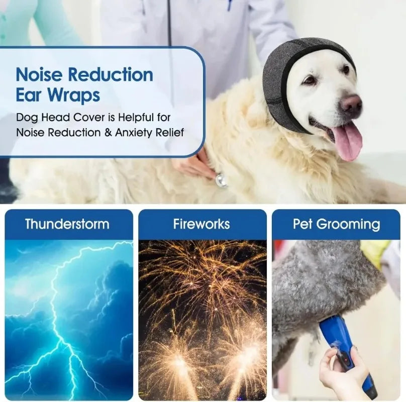 Waterproof Noise Cancelling Dog Ear Muffs 

for Swimming & Grooming - Calming Hood To Relieve Pet Anxiety & Prevent Shock