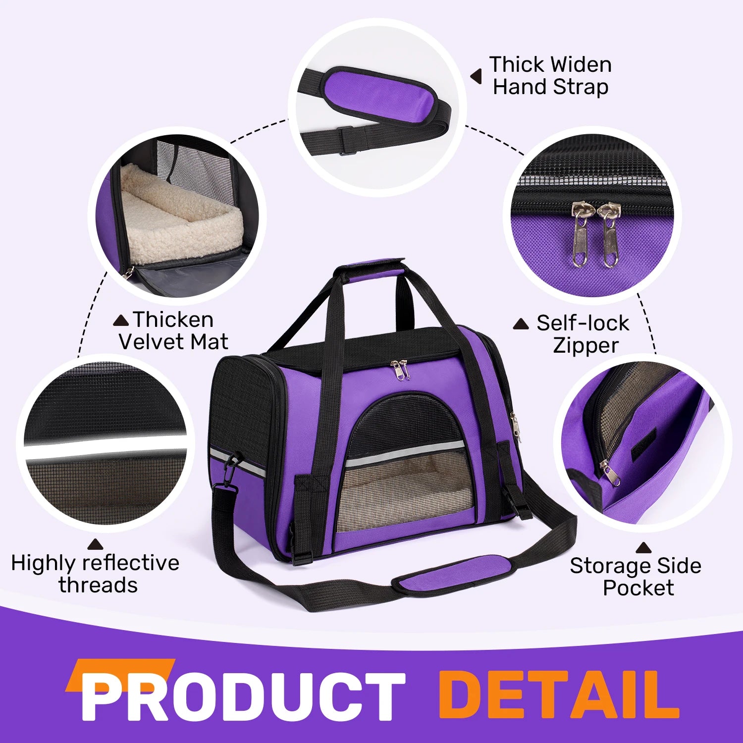 Portable Dog Carrier for Small, Medium Cats Up To 15Lbs.